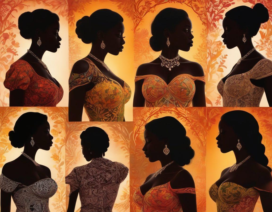A graceful and artistic representation of diverse female silhouettes, celebrating the beauty of breasts in various cultures. Each silhouette is adorned with patterns and symbols from different societies, highlighting cultural significance and pride. Soft, warm lighting illuminates the scene, creating an inviting atmosphere that evokes appreciation and respect. Incorporate elements of nature, such as flowers and vines, intertwining with the silhouettes. super-realistic. vibrant colors. soft background.